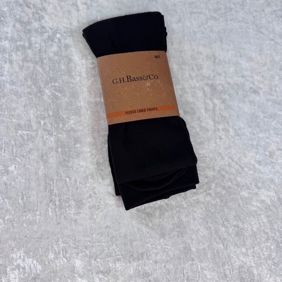 G.H. Bass & Co. Fleece Lined Tights Black M/L Women's Leggings - Picture 2 of 9